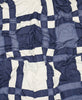 modern kantha quilt king in navy blue and slate blue plaid design