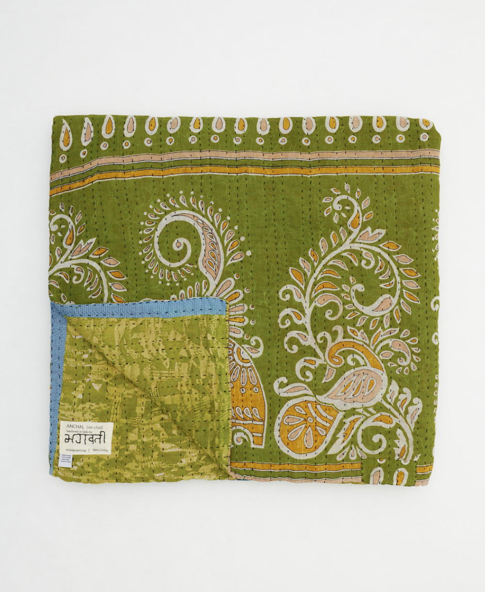 quilted throw in queen size handmade in India by Anchal artisans