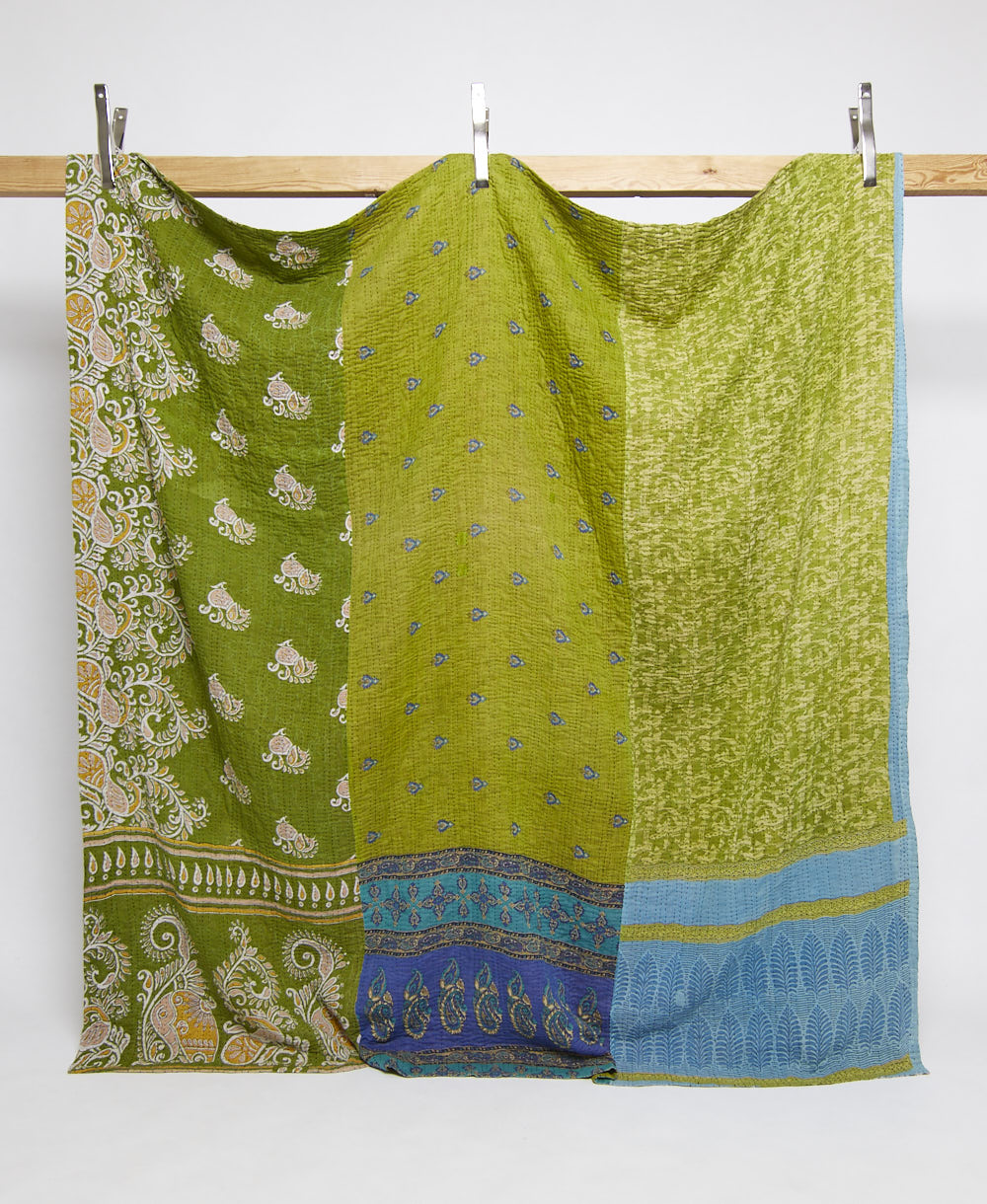 queen kantha quilt handmade in India