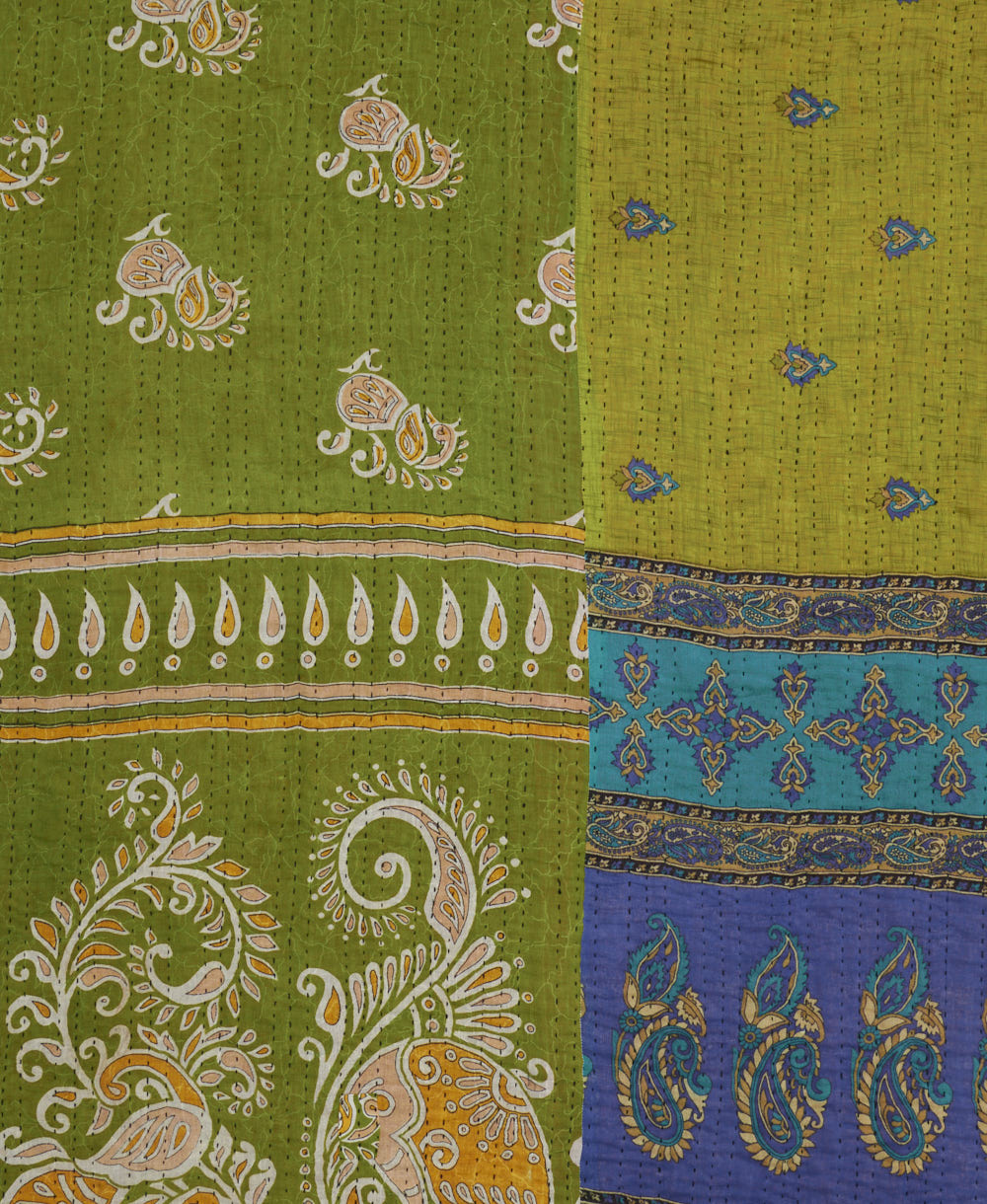 soft queen kantha blanket made from upcycled vintage cotton saris