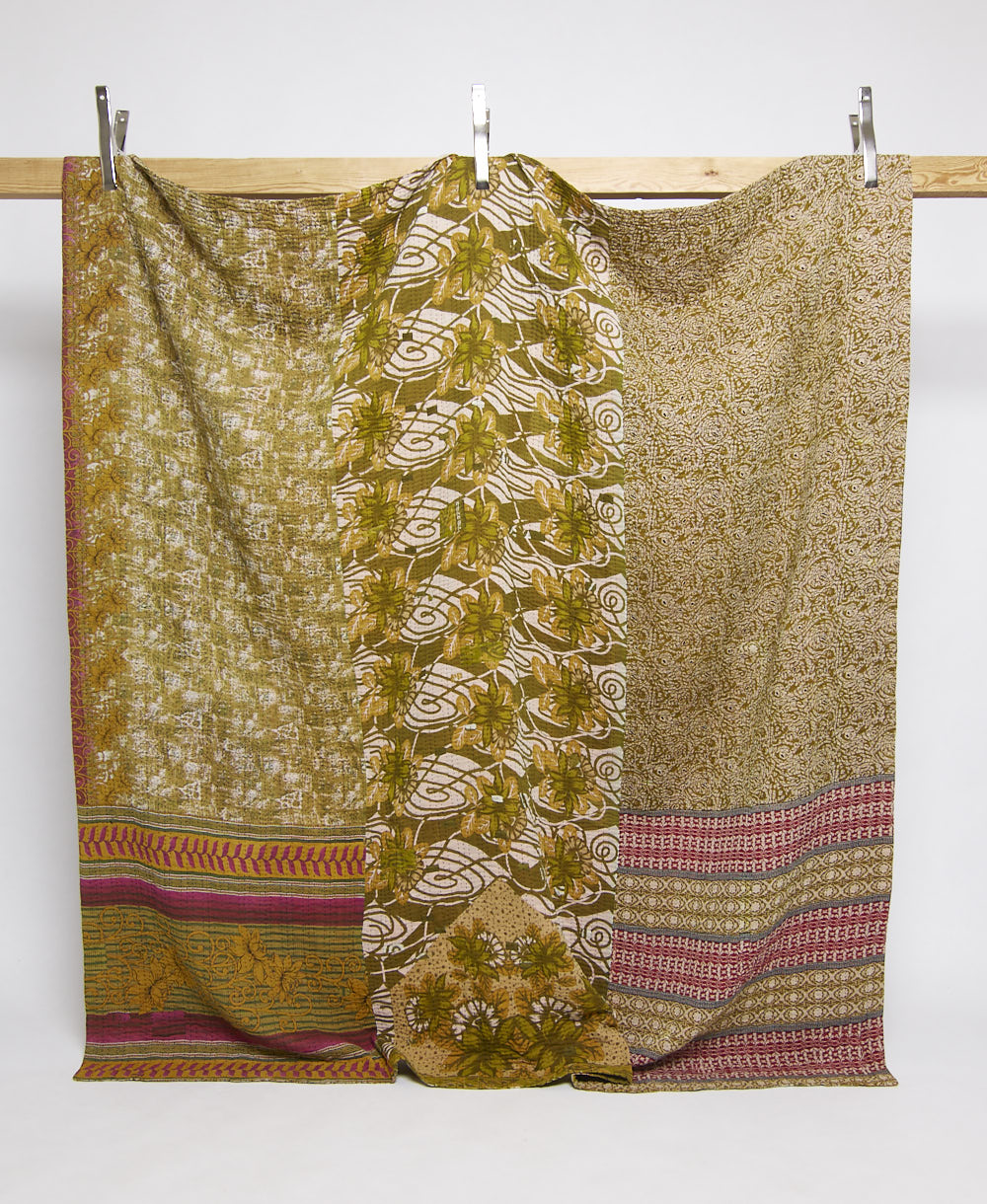 queen kantha quilt handmade in India