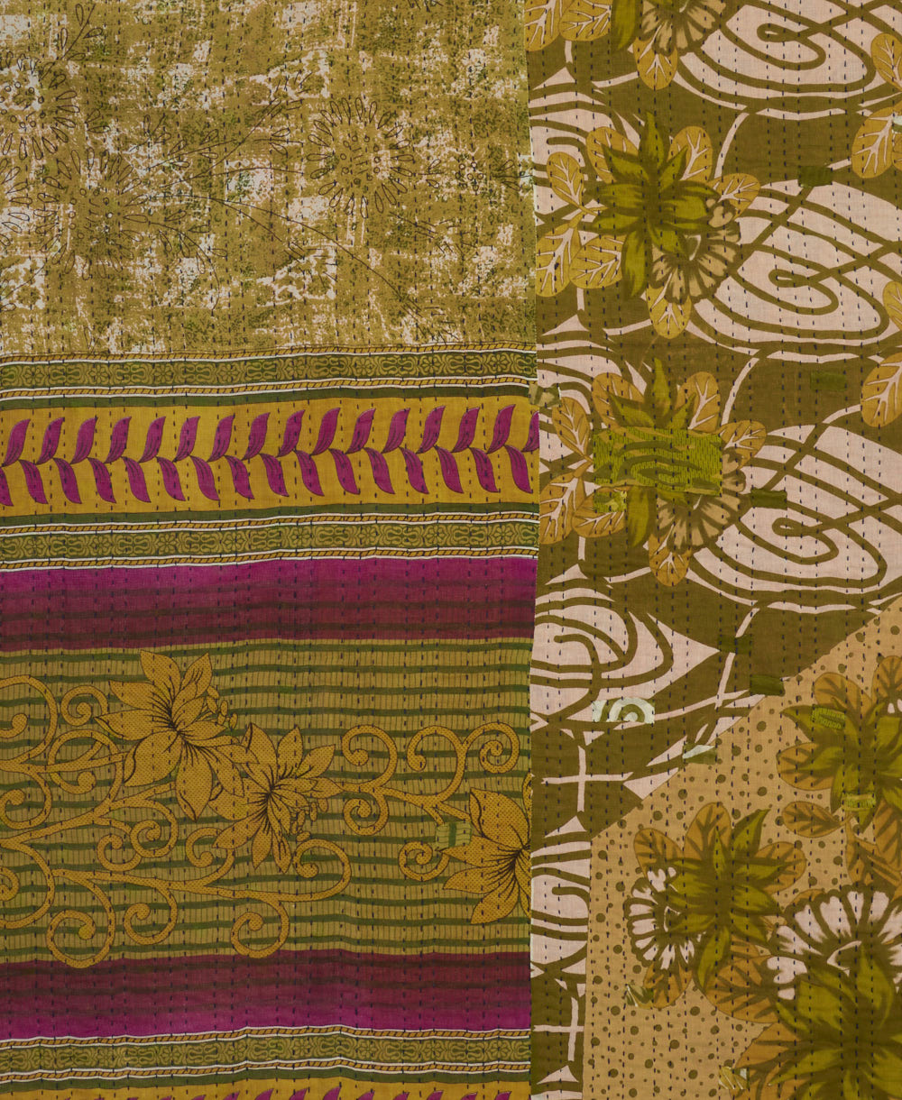 soft queen kantha blanket made from upcycled vintage cotton saris