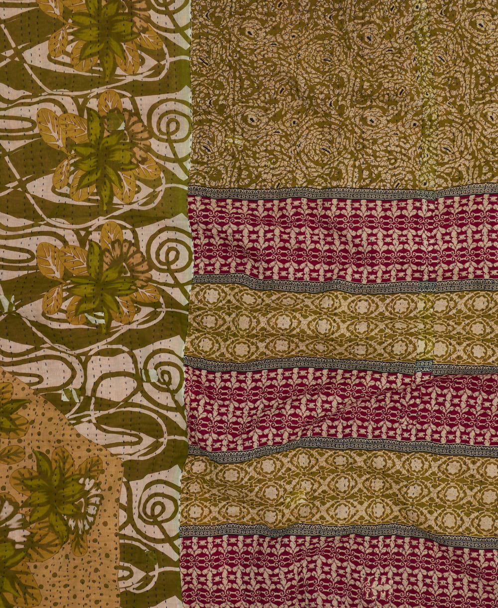 queen kantha quilt in a one-of-a-kind pattern