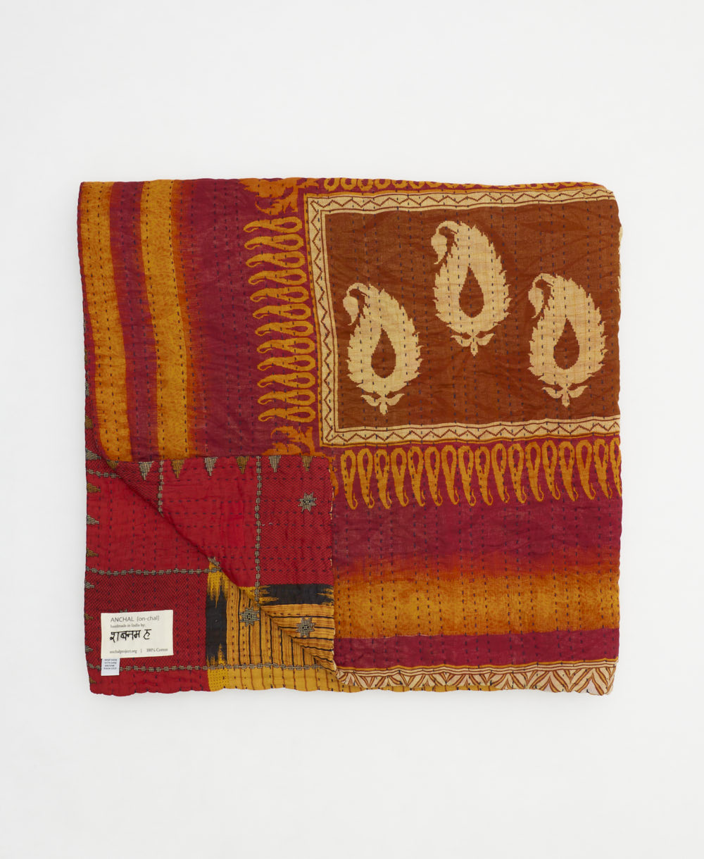 quilted throw in queen size handmade in India by Anchal artisans