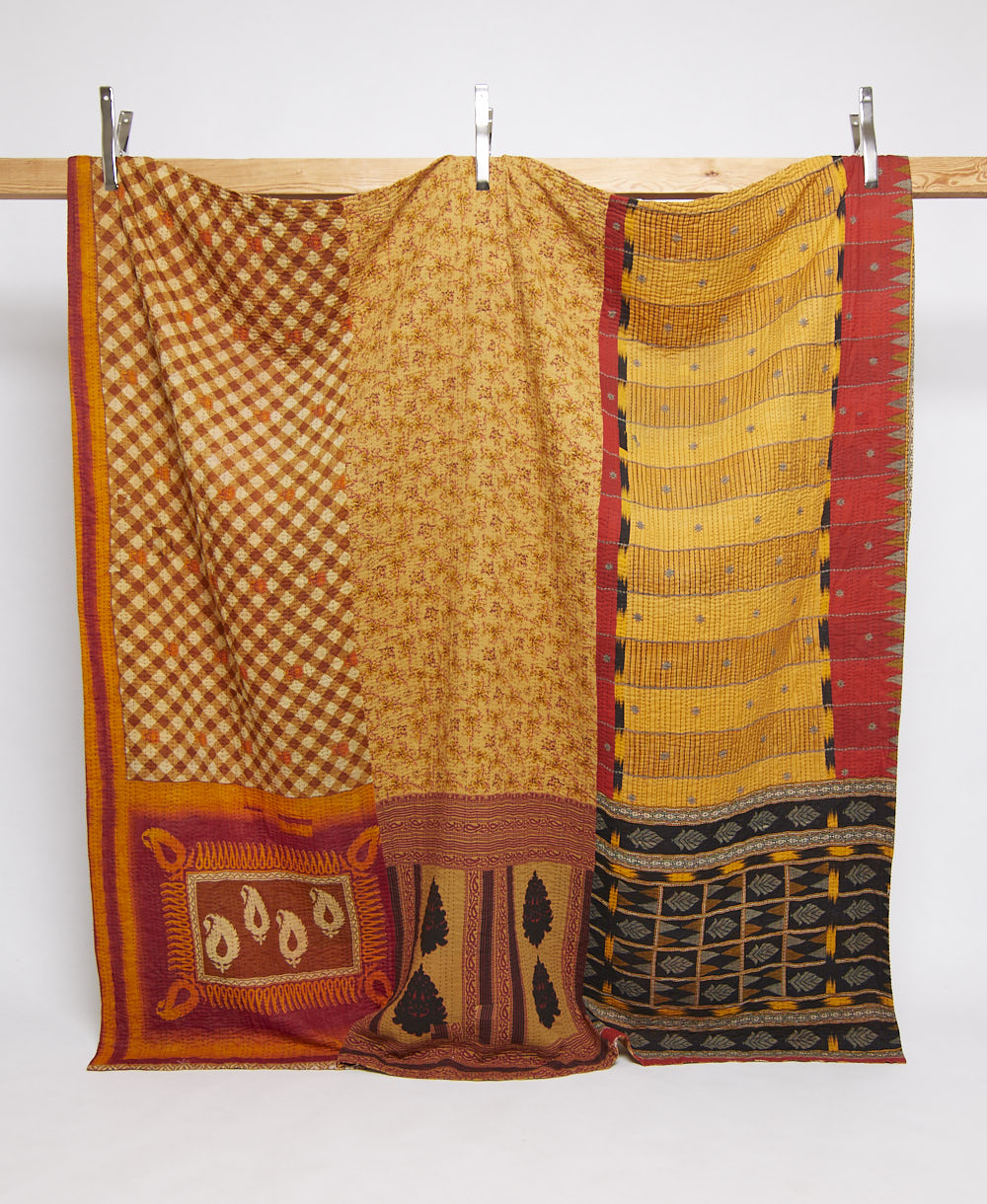 queen kantha quilt handmade in India