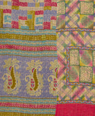 queen kantha quilt made from upcycled vintage cotton saris in India by women artisans