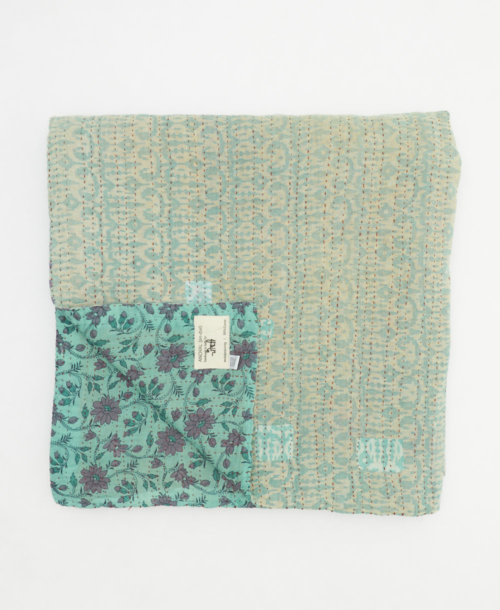 quilted throw in queen size handmade in India by Anchal artisans