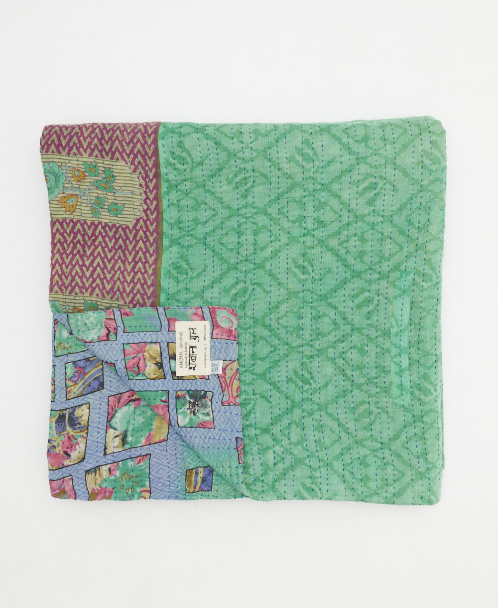 quilted throw in queen size handmade in India by Anchal artisans