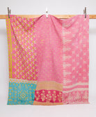 queen kantha quilt in a bold pattern handmade in India