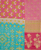queen kantha quilt made from upcycled vintage cotton saris in India by women artisans