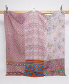 queen kantha quilt in a bold pattern handmade in India