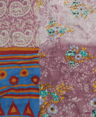 queen kantha quilt made from upcycled vintage cotton saris in India by women artisans