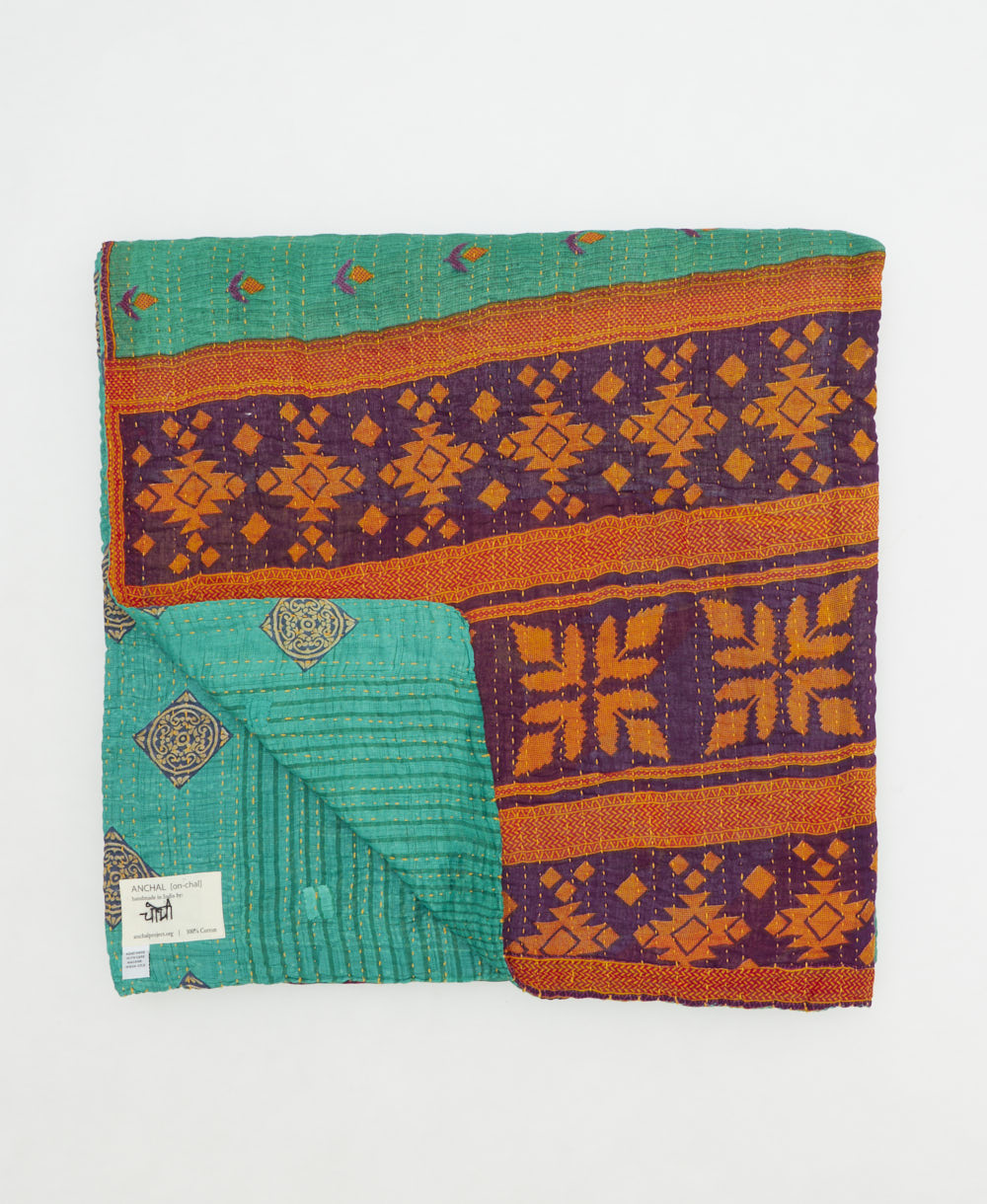 quilted throw in queen size handmade in India by Anchal artisans
