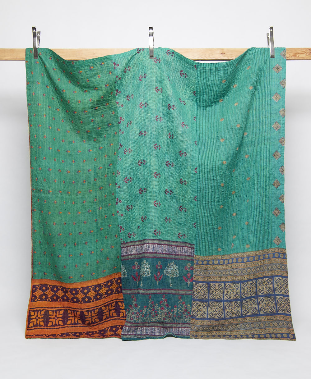queen kantha quilt handmade in India