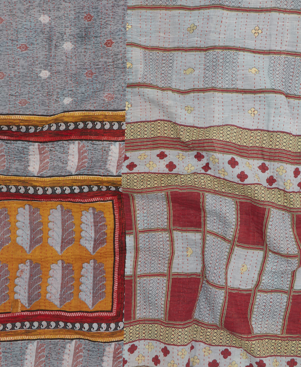 soft queen kantha blanket made from upcycled vintage cotton saris