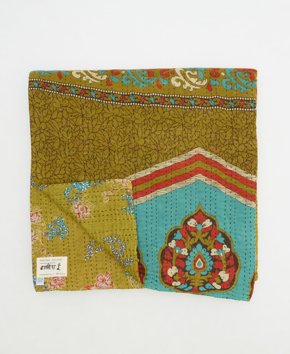 quilted throw in queen size handmade in India by Anchal artisans