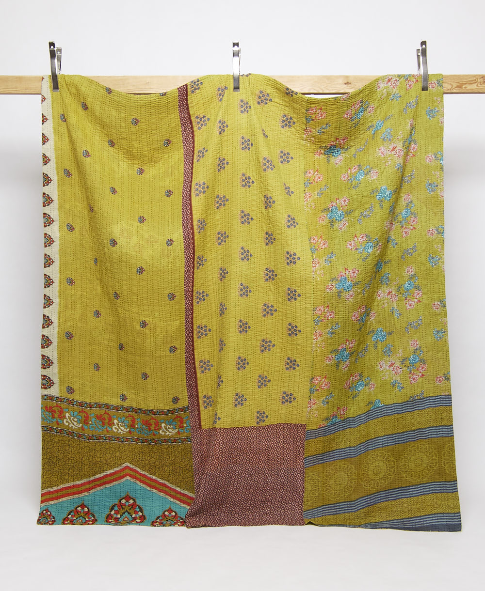 queen kantha quilt handmade in India