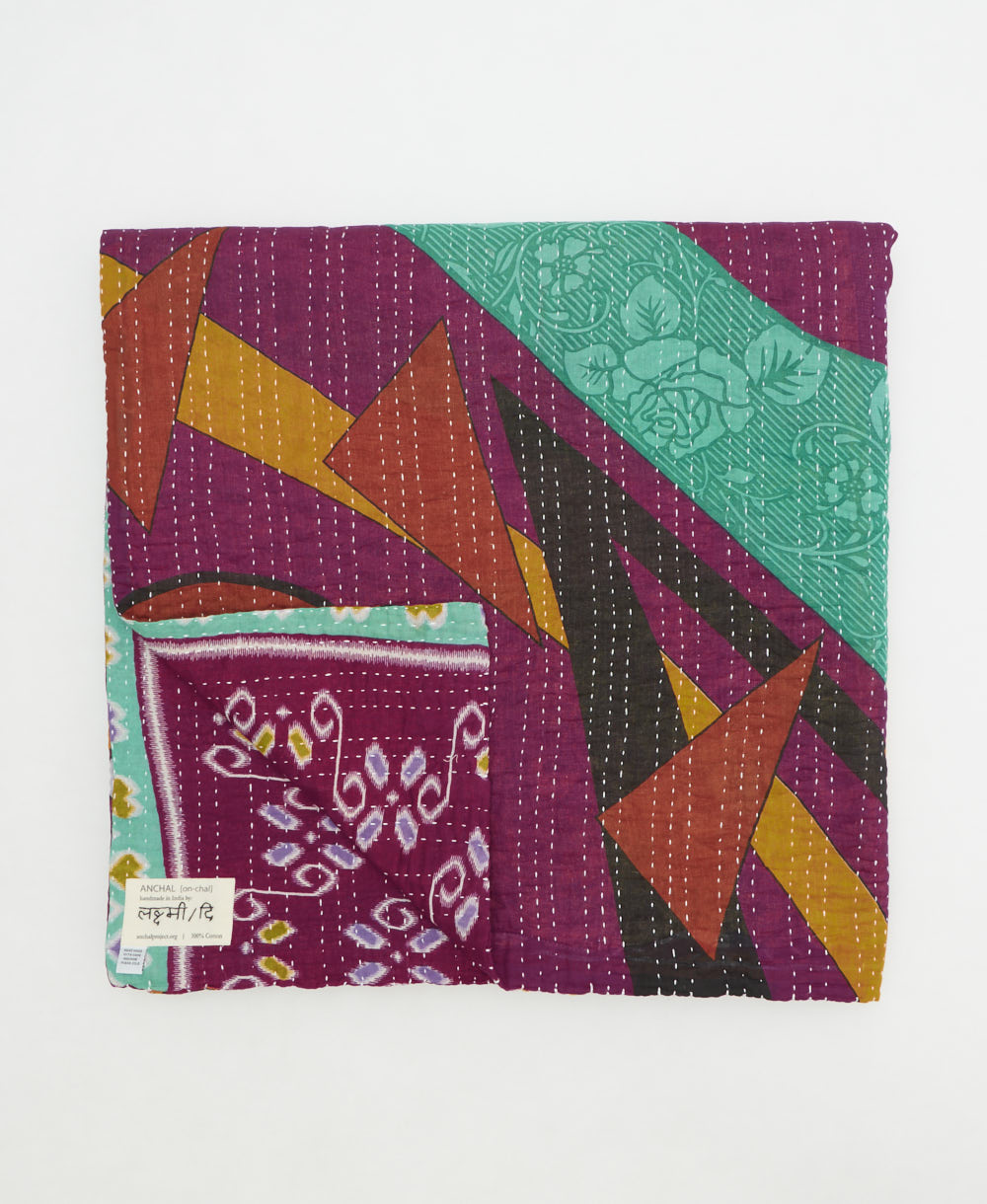 quilted throw in queen size handmade in India by Anchal artisans