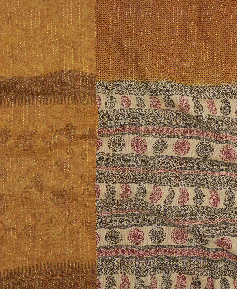 soft queen kantha blanket made from upcycled vintage cotton saris