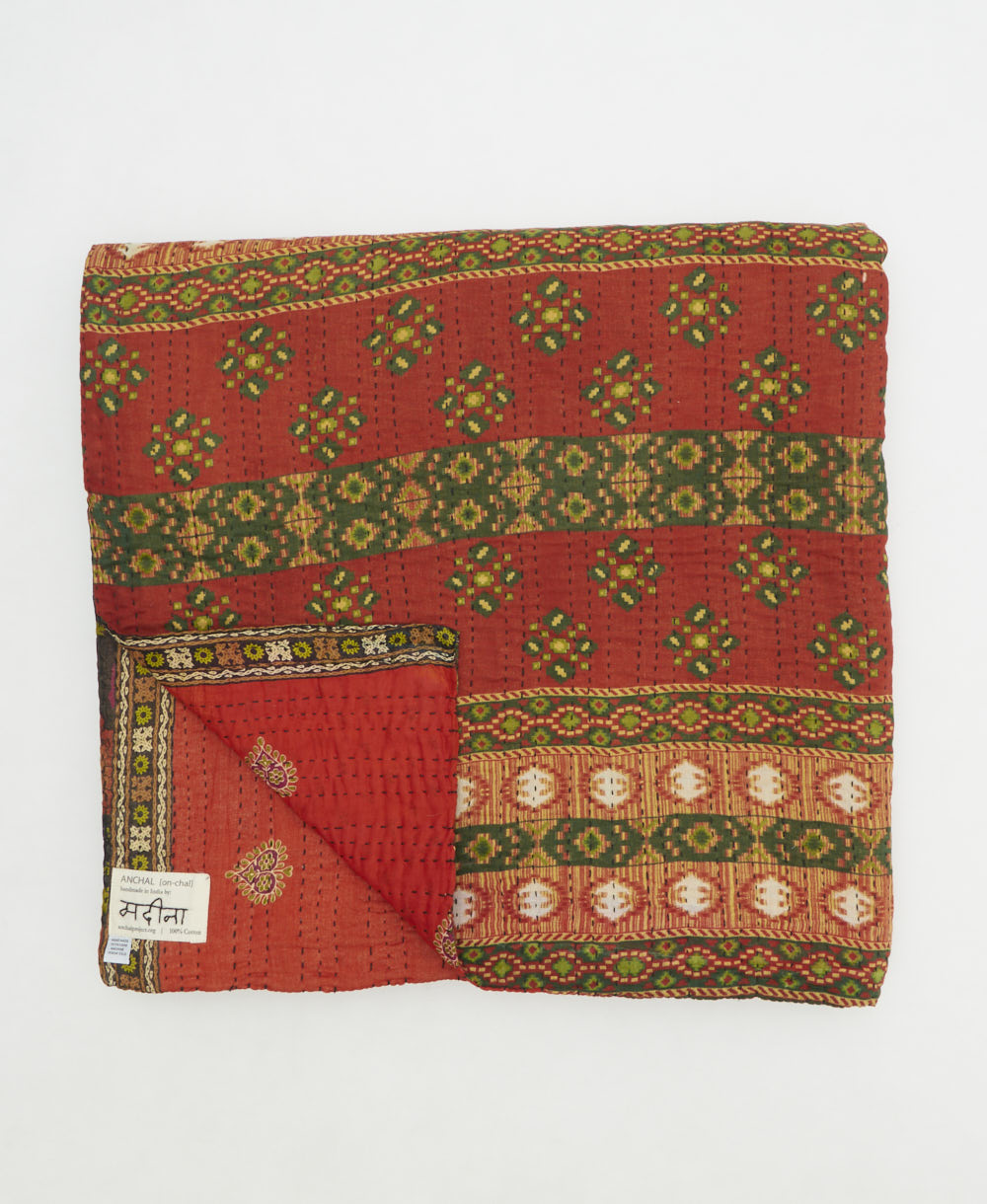 quilted throw in queen size handmade in India by Anchal artisans