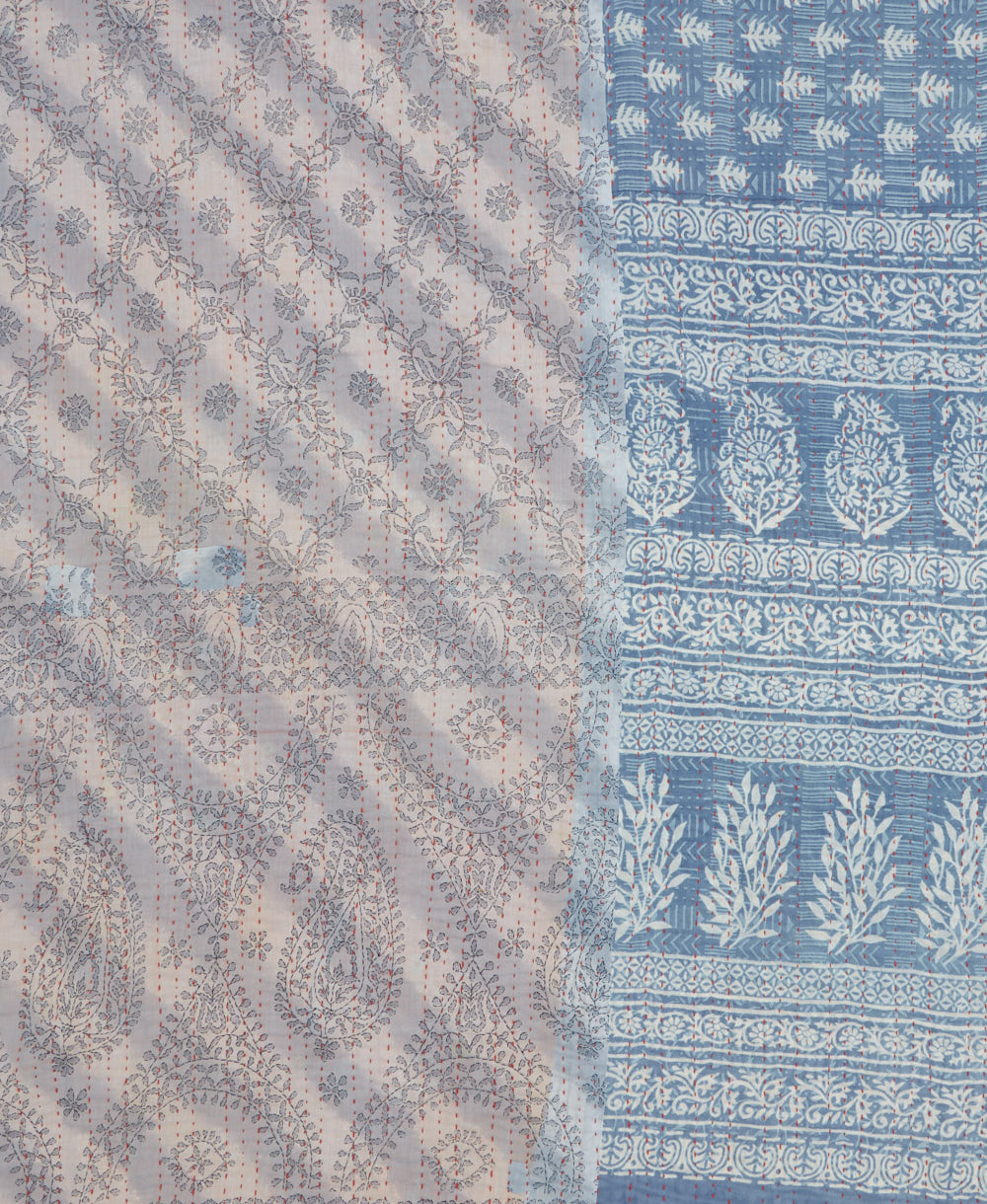 soft queen kantha blanket made from upcycled vintage cotton saris