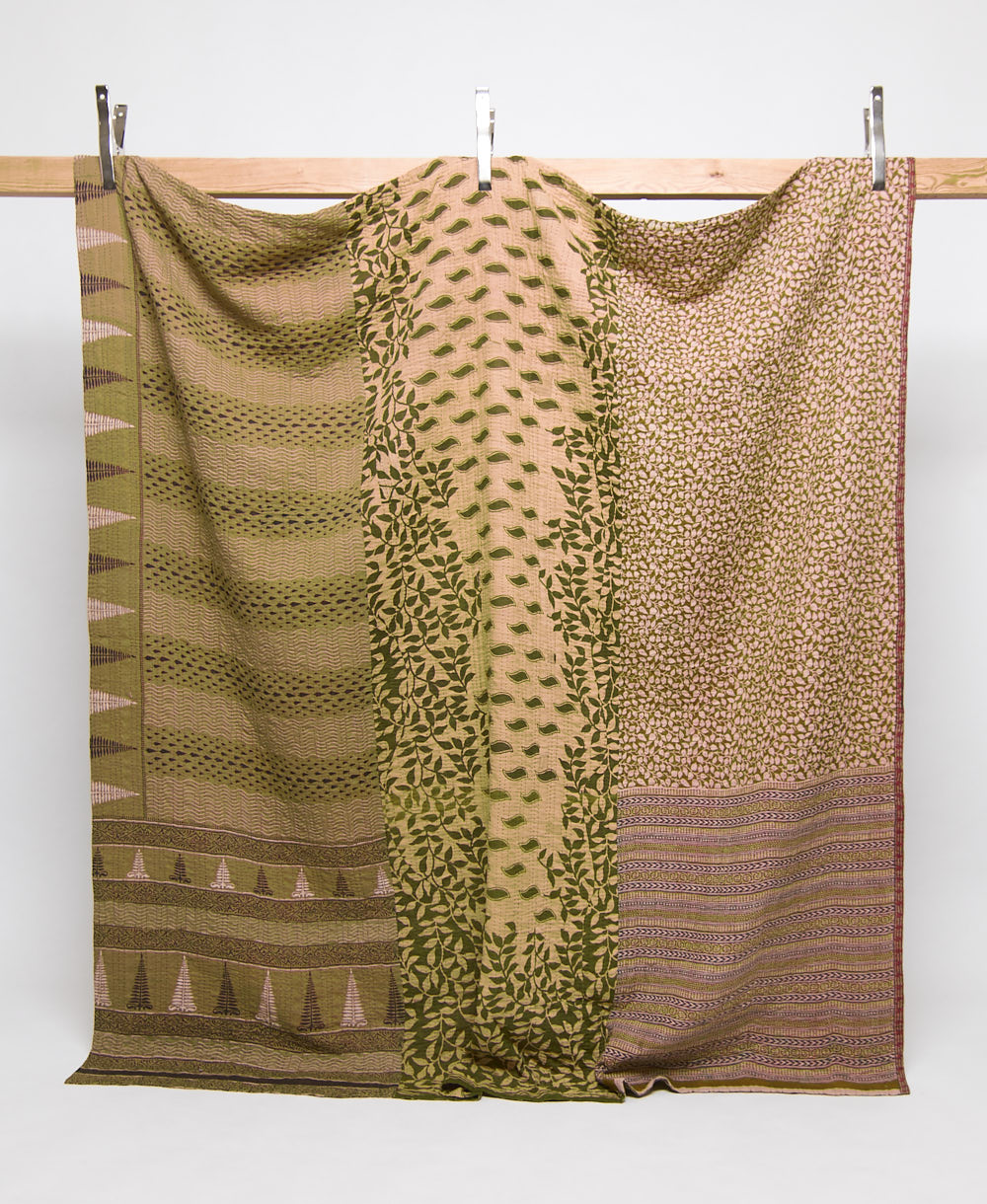 queen kantha quilt handmade in India
