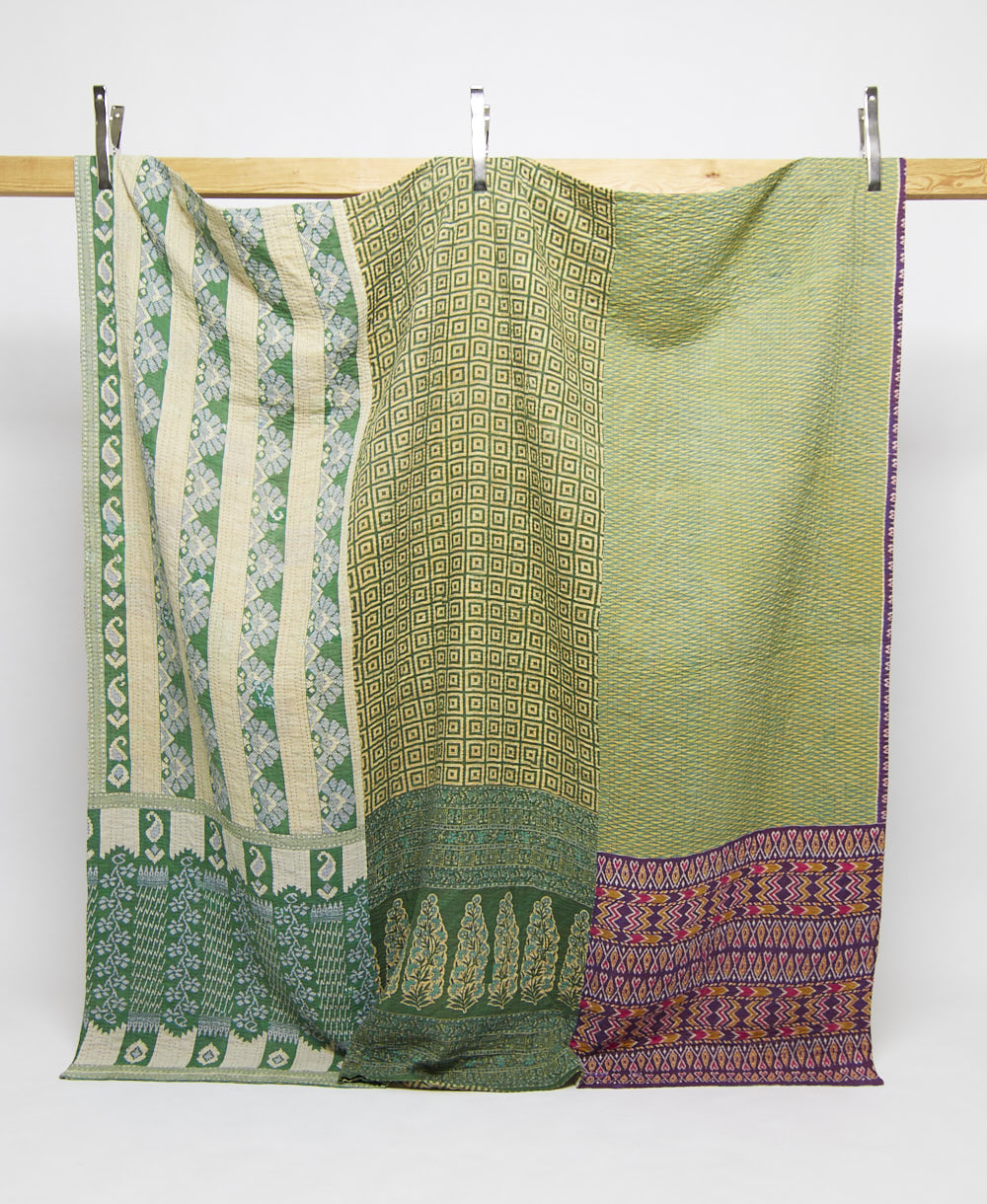 queen kantha quilt handmade in India