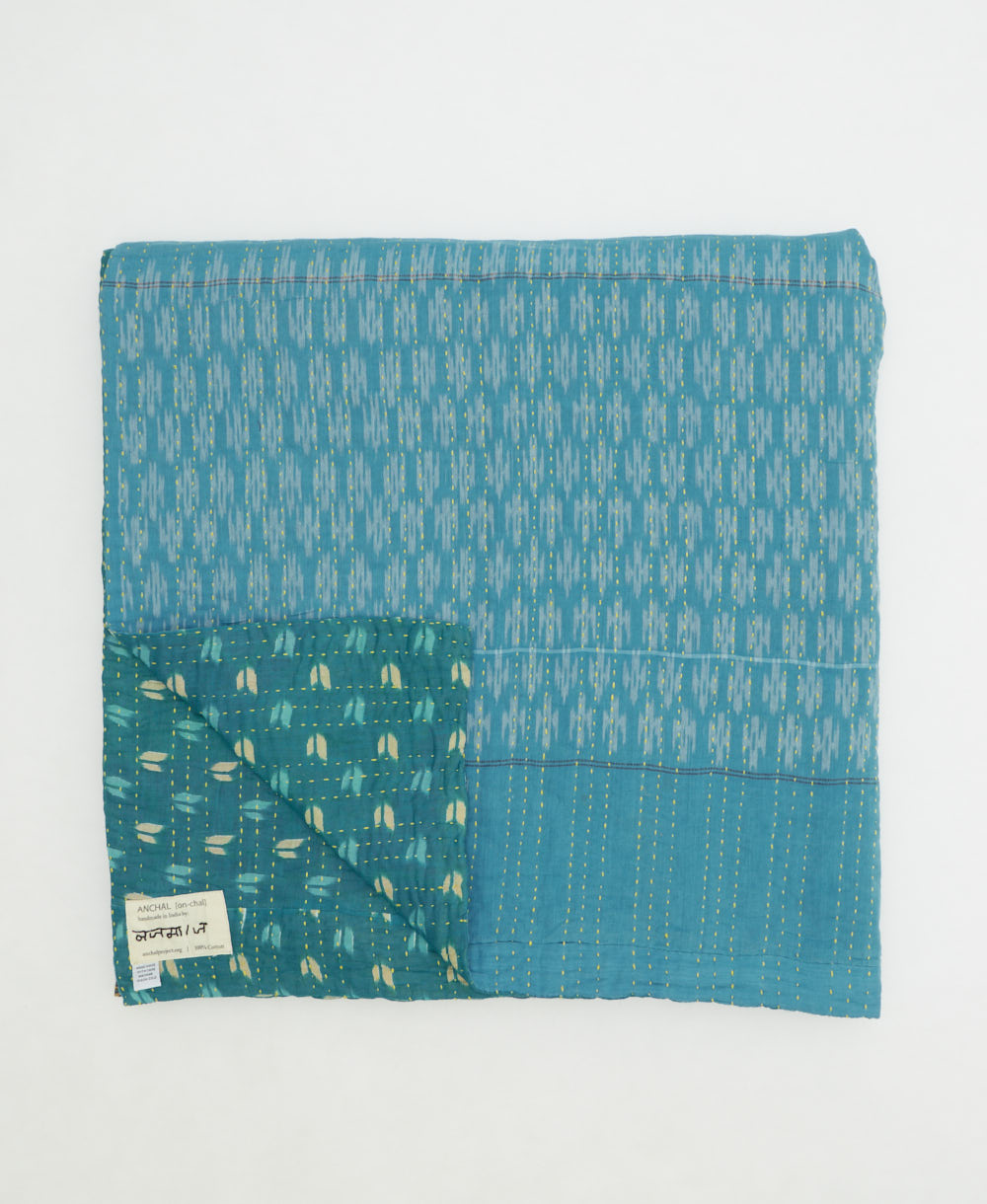 soft queen kantha blanket made from upcycled vintage cotton saris