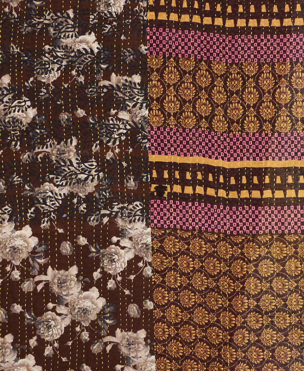 quilted throw in queen size handmade in India by Anchal artisans