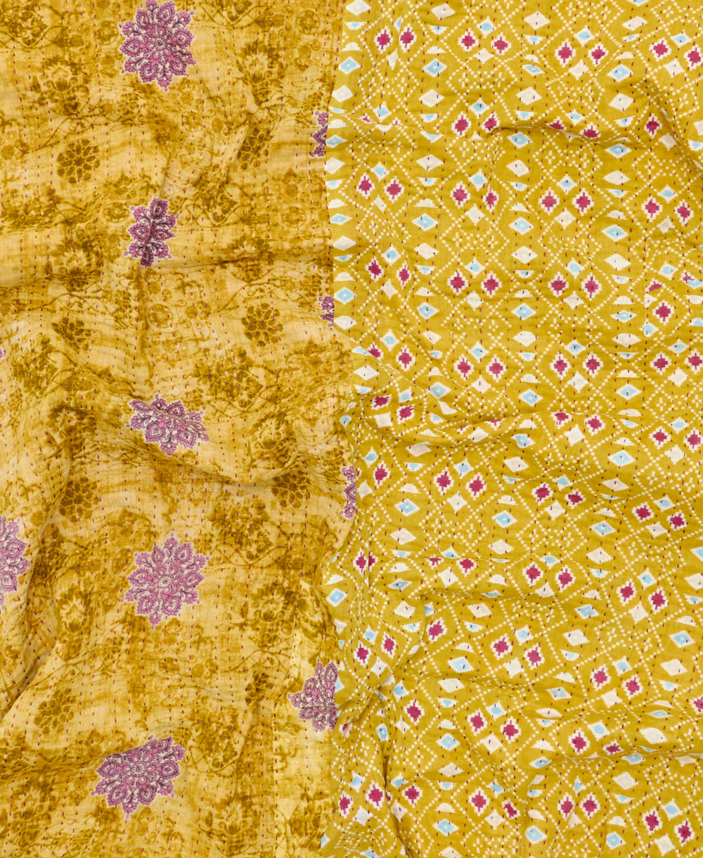 quilted throw in queen size handmade in India by Anchal artisans