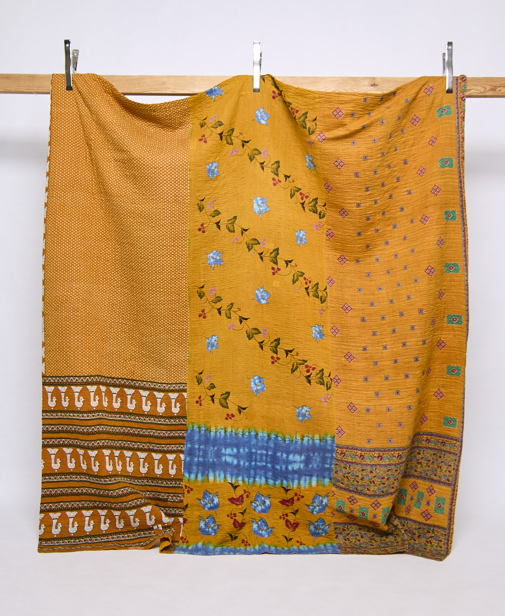 queen kantha quilt handmade in India