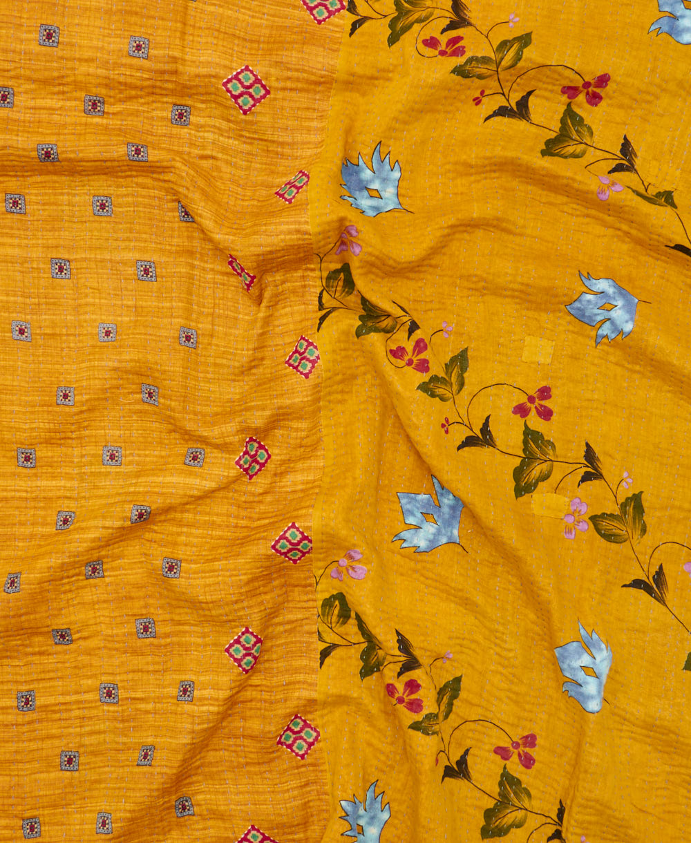 quilted throw in queen size handmade in India by Anchal artisans