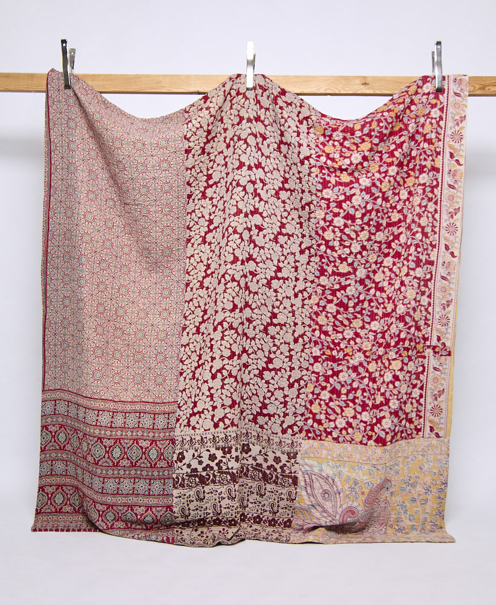 queen kantha quilt handmade in India