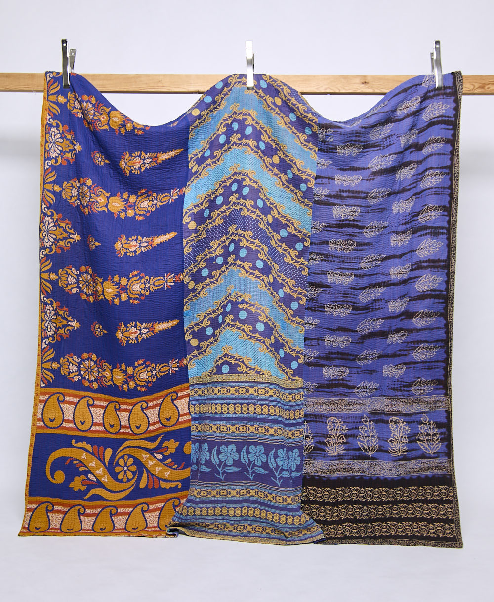 queen kantha quilt handmade in India