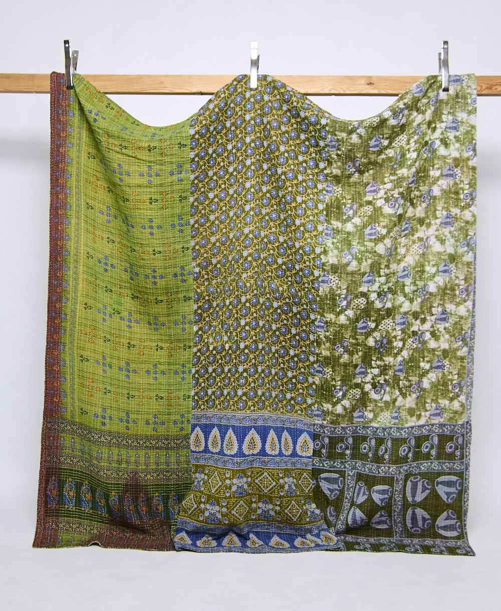 queen kantha quilt handmade in India
