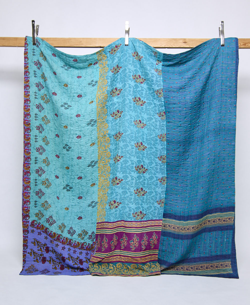queen kantha quilt handmade in India