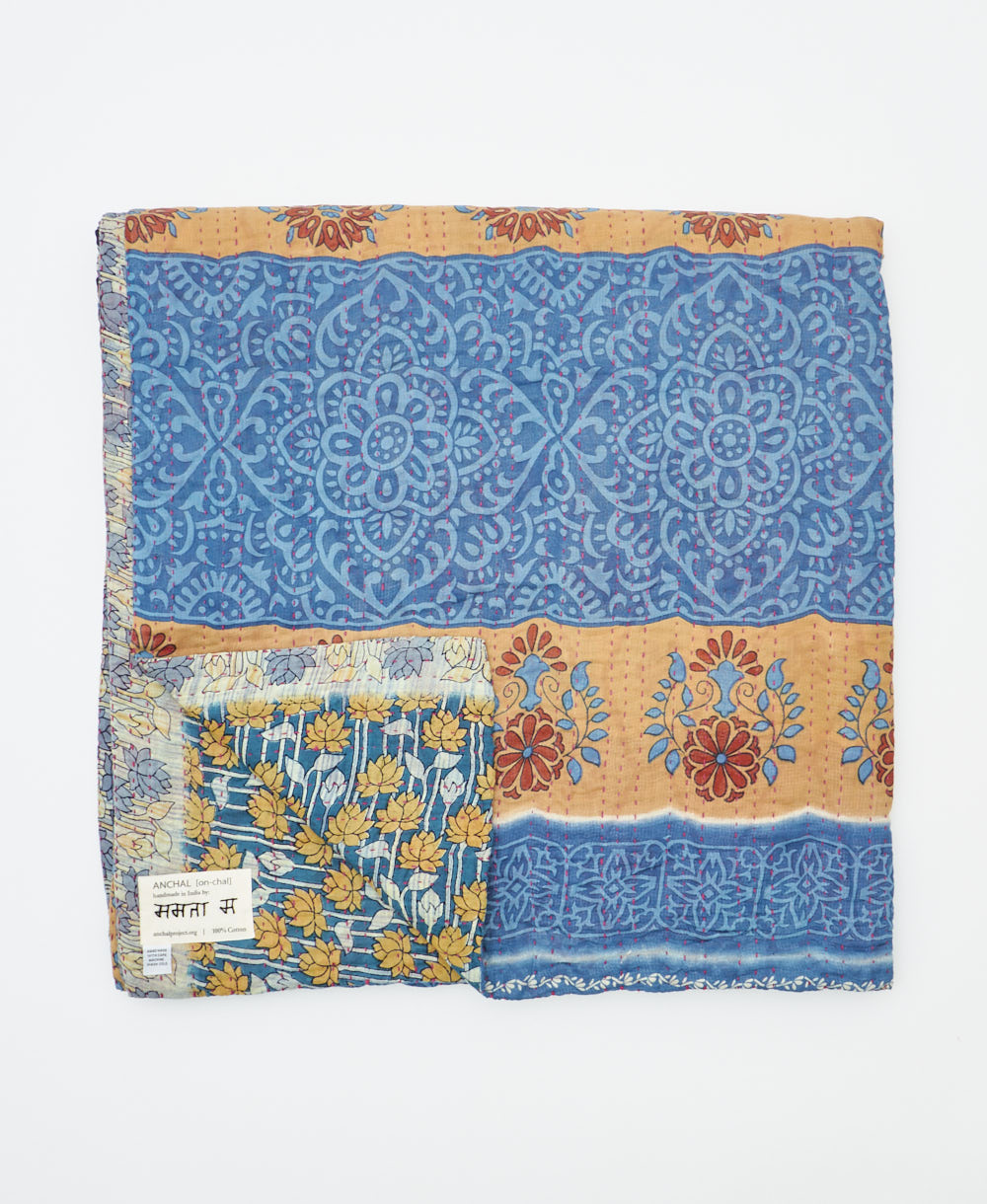 quilted throw in queen size handmade in India by Anchal artisans