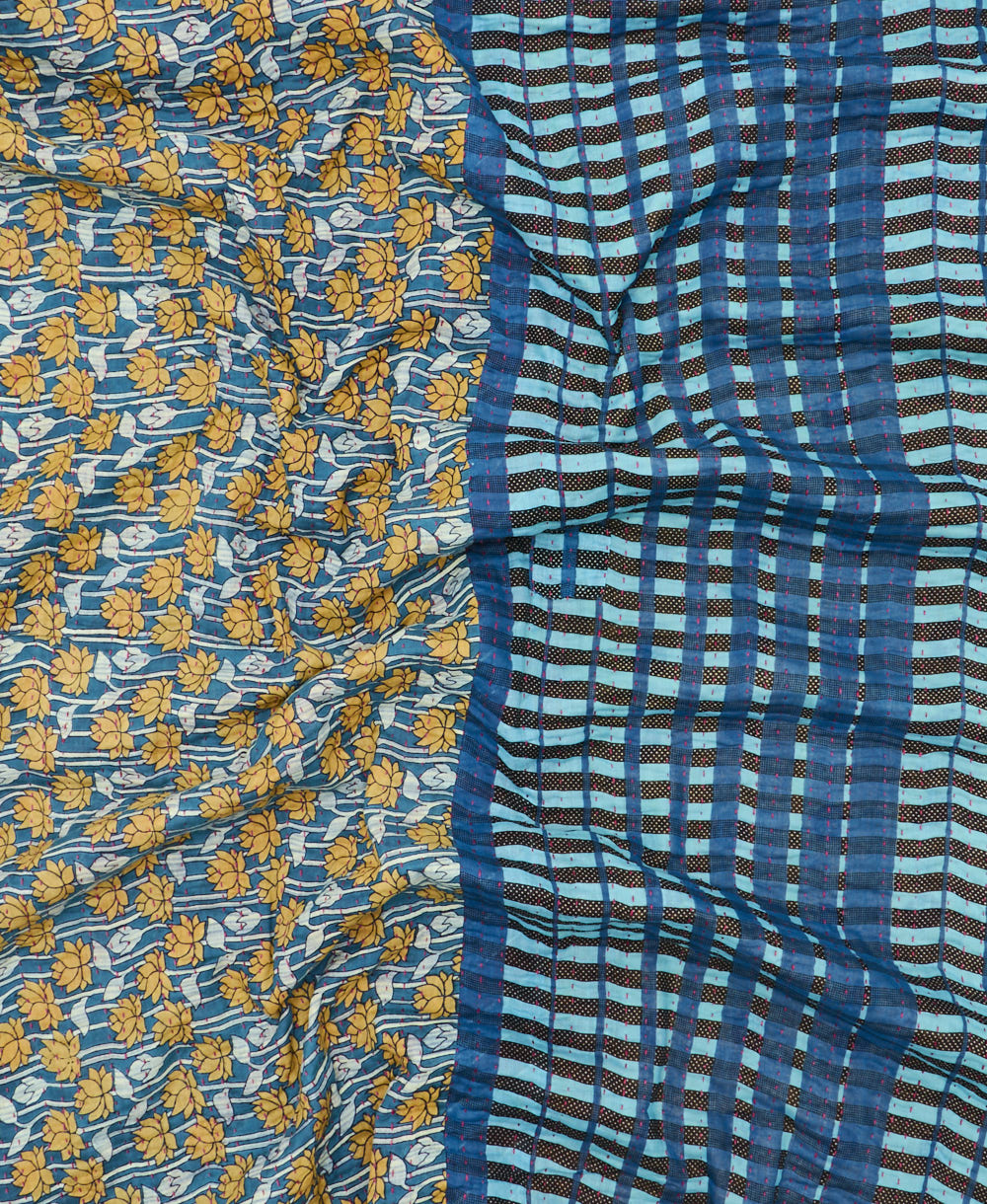 soft queen kantha blanket made from upcycled vintage cotton saris