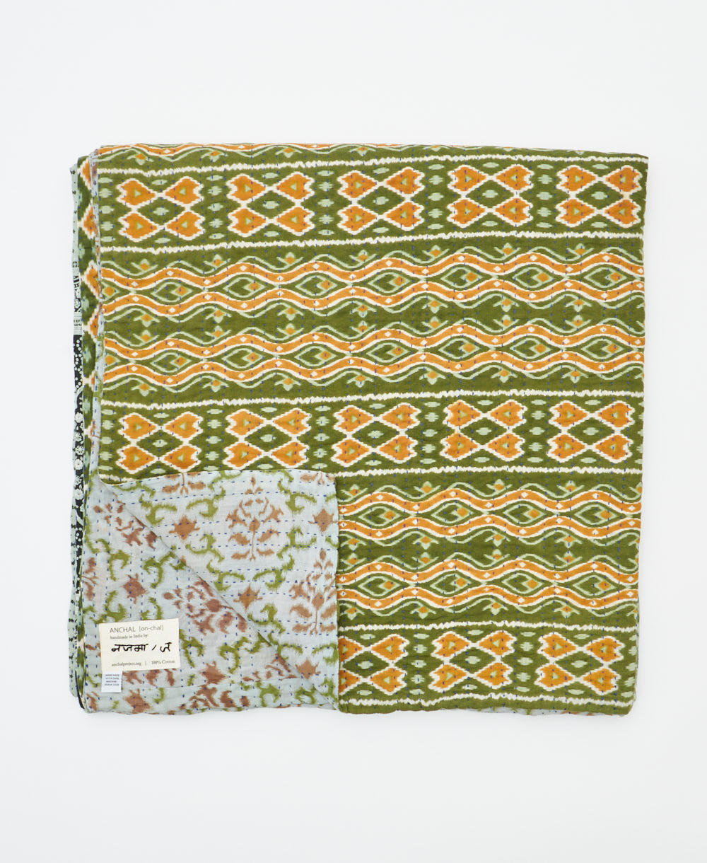 quilted throw in queen size handmade in India by Anchal artisans
