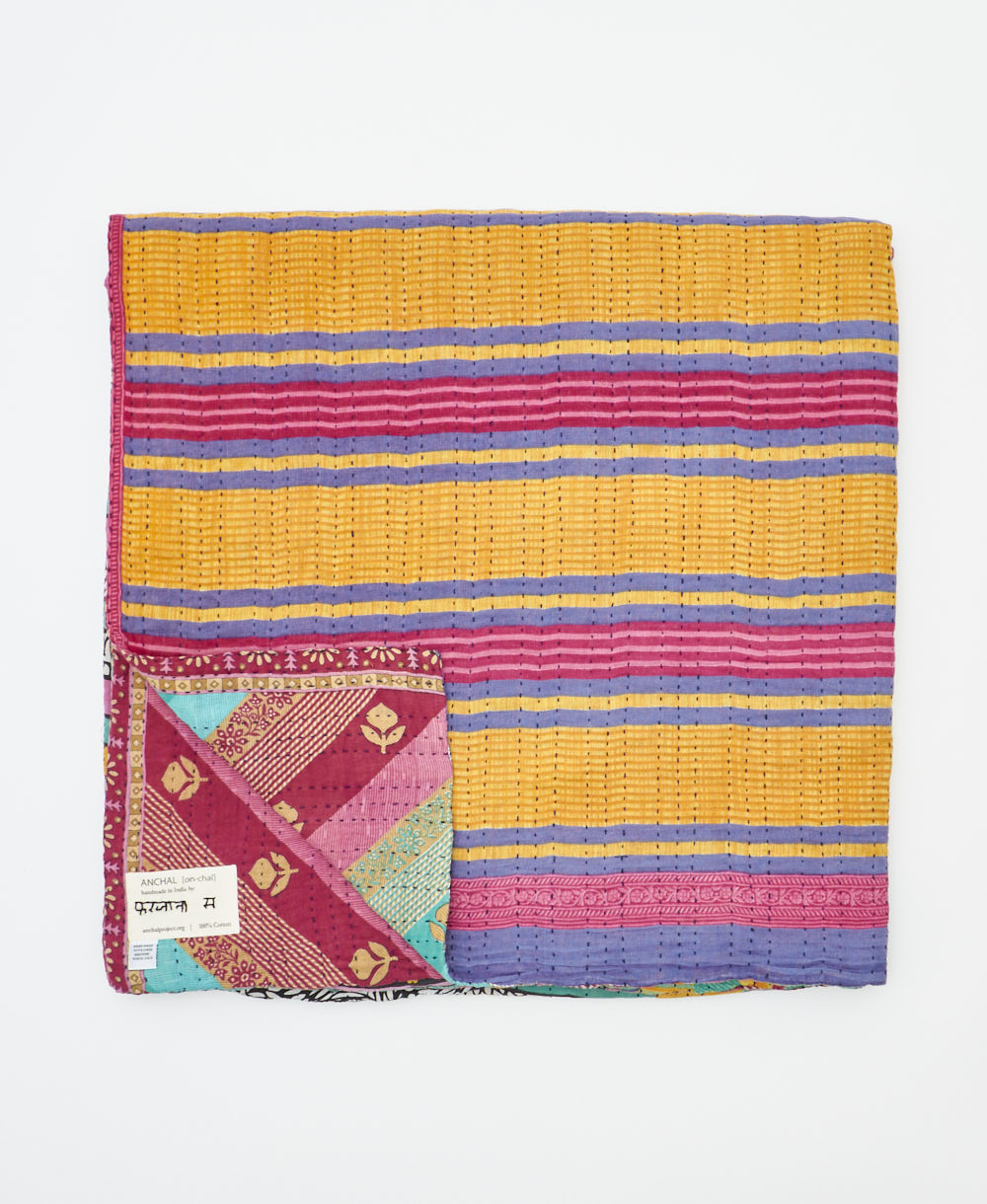 quilted throw in queen size handmade in India by Anchal artisans
