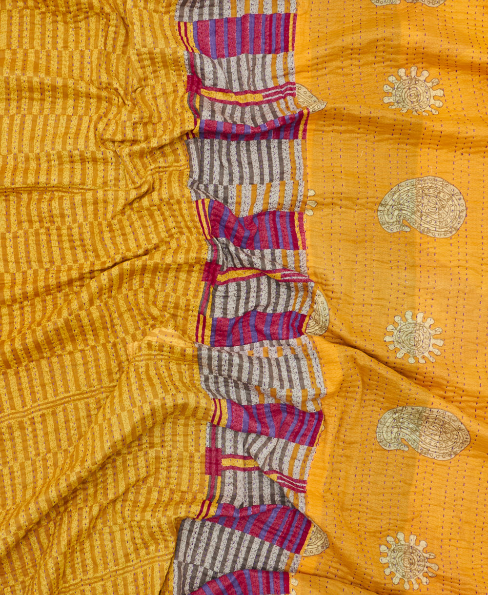 soft queen kantha blanket made from upcycled vintage cotton saris