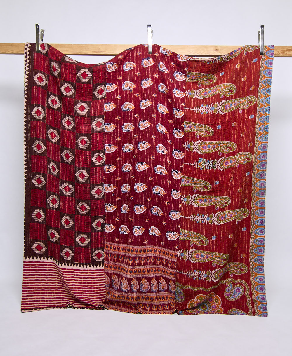 queen kantha quilt handmade in India