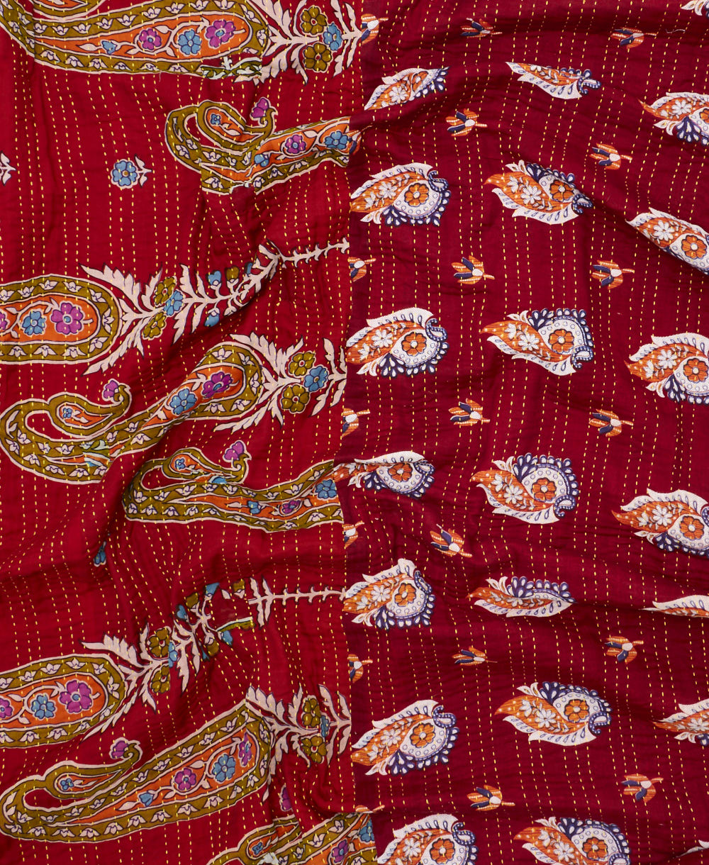 soft queen kantha blanket made from upcycled vintage cotton saris