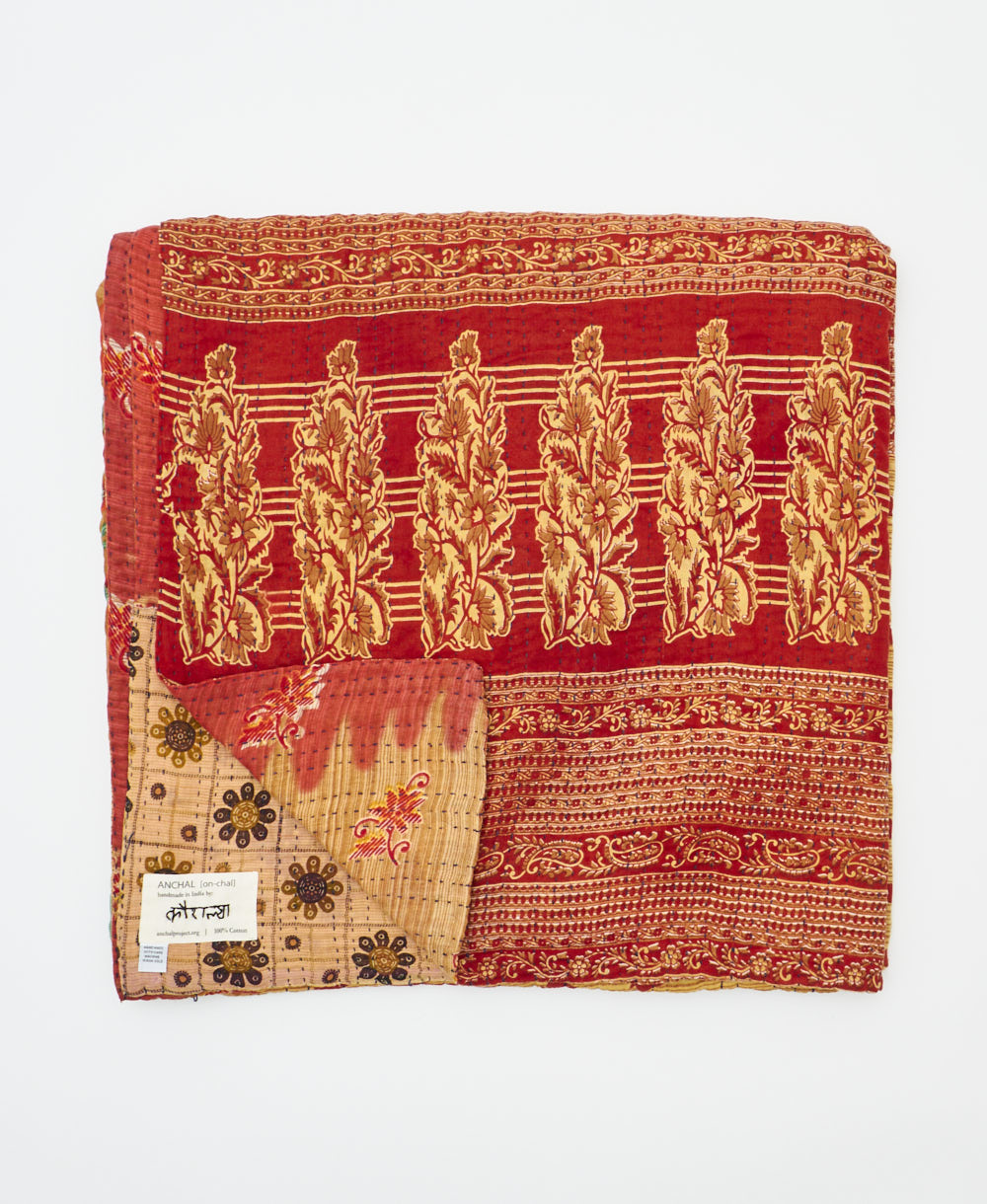 quilted throw in queen size handmade in India by Anchal artisans