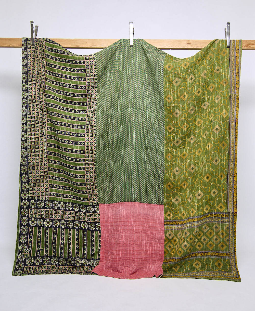 queen kantha quilt handmade in India
