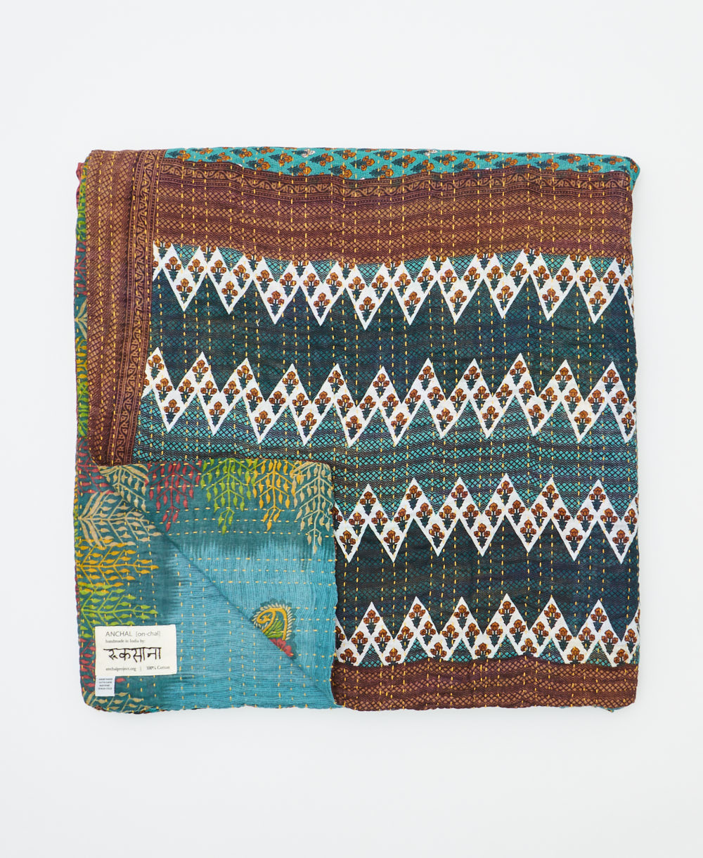 quilted throw in queen size handmade in India by Anchal artisans