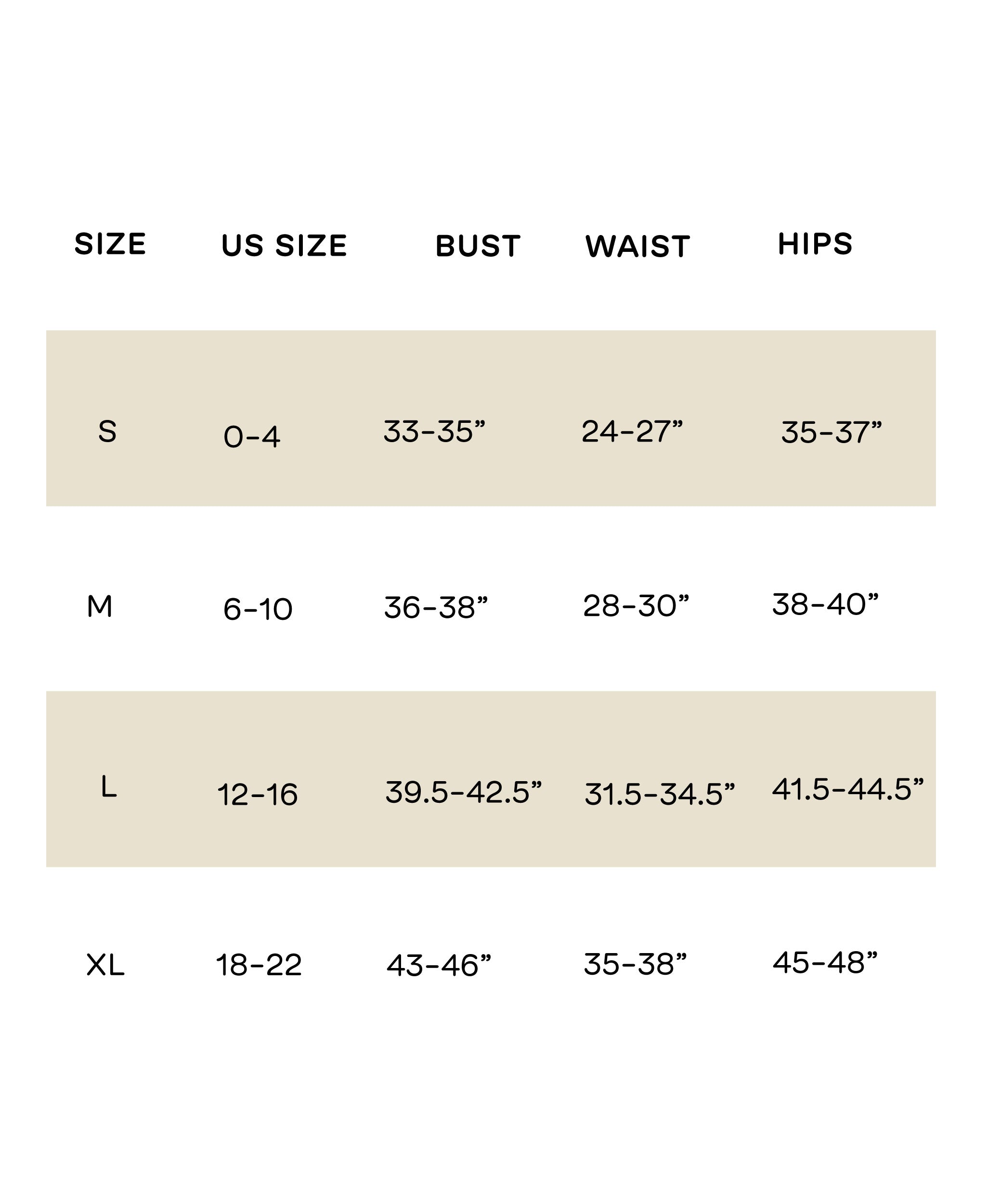 robe size chart