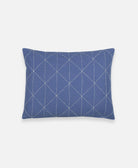 slate blue graph small pillow with white kantha embroidery made from organic cotton