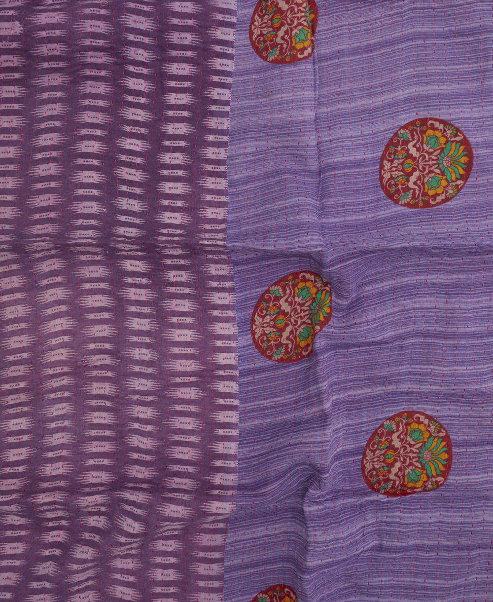 colorful kantha blanket made from upcycled vintage saris