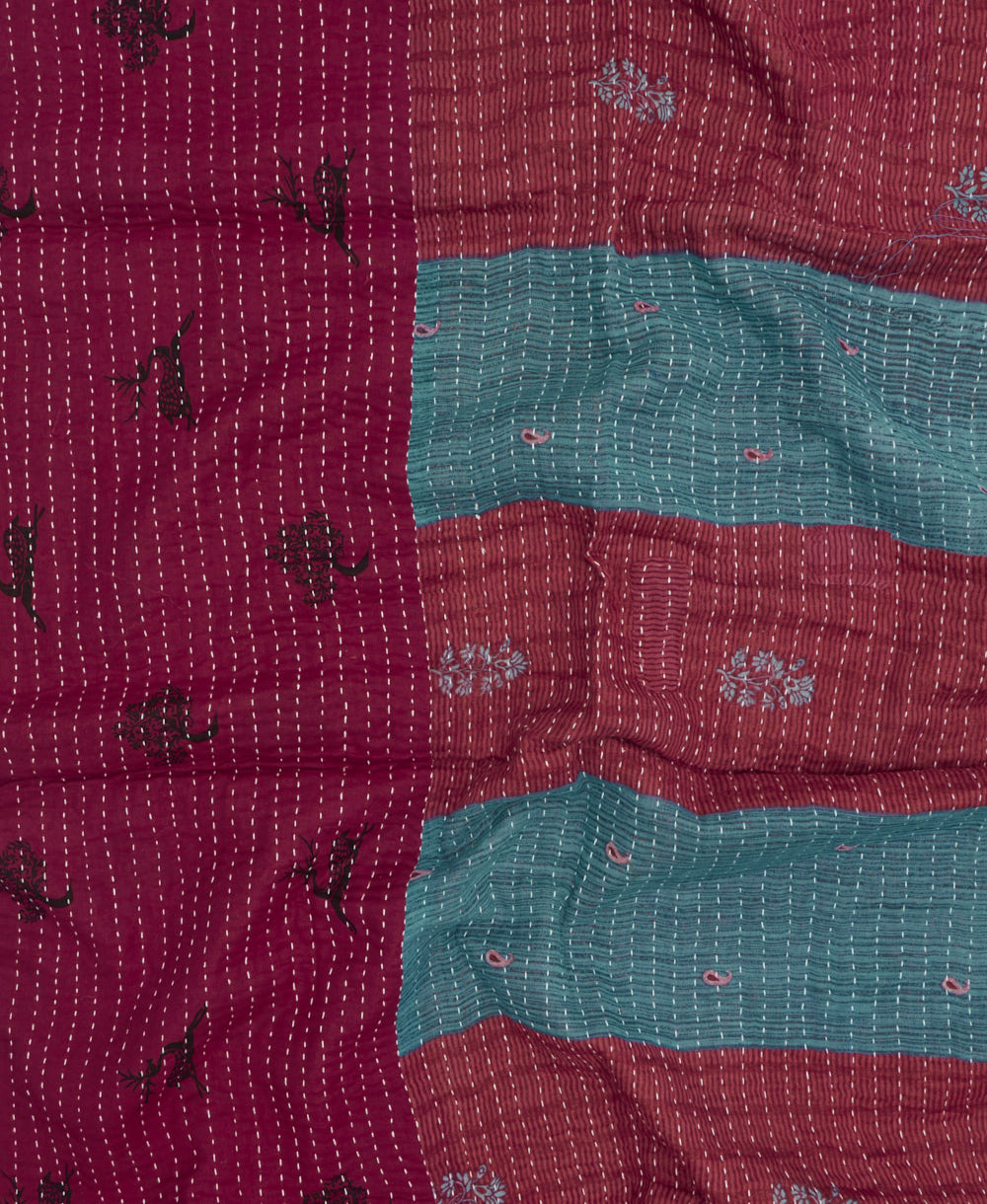 kantha blanket with kantha stitching